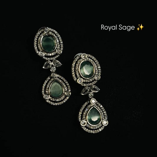 Midnight Emerald -cut drop earings.